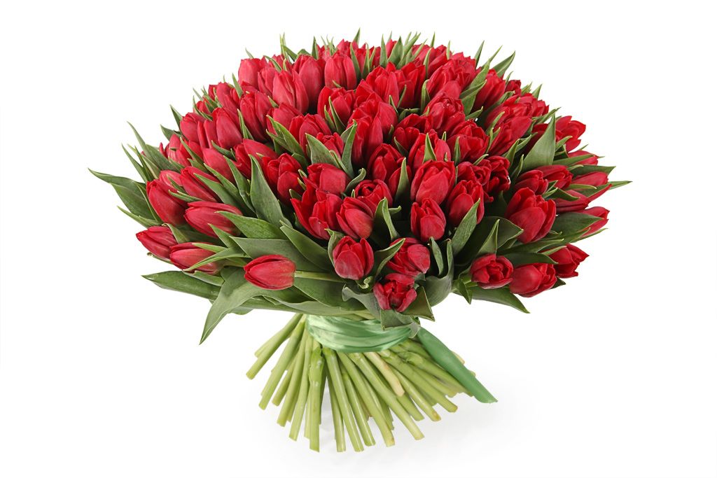 Букет 101 тюльпан, красные от СоюзЦветТорг