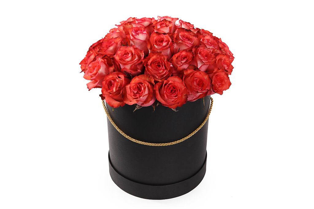 Букет 35 роз Игуана в шляпной коробке от СоюзЦветТорг