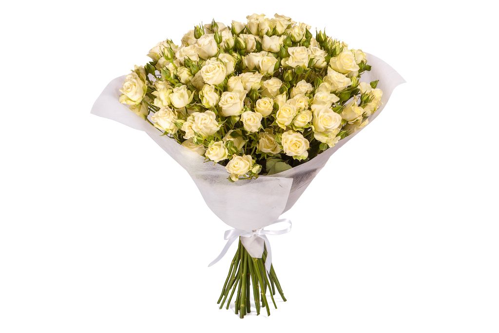 Букет 19 белых кустовых роз от СоюзЦветТорг