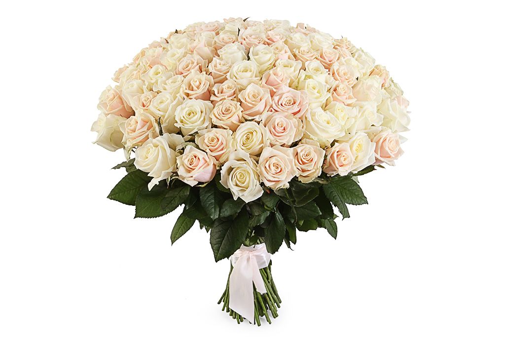 Букет 101 роза, белый микс от СоюзЦветТорг