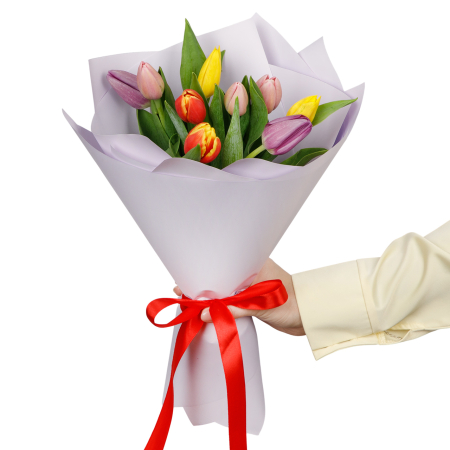 Букет Весенний калейдоскоп (9 тюльпанов) Букет Весенний калейдоскоп (9 тюльпанов)