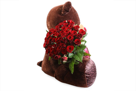 Букет Мишка с розами (красные) Букет Мишка с розами (красные)