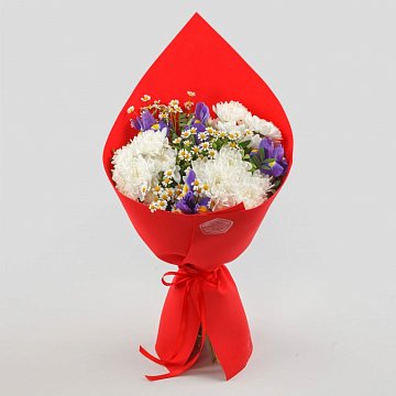 Букет с хризантемами и ромашками Осенние этюды (мини)