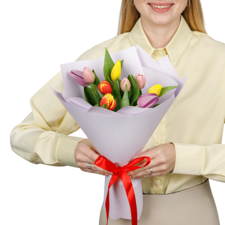 Букет Весенний калейдоскоп (9 тюльпанов) Букет Весенний калейдоскоп (9 тюльпанов)