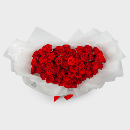Букет из 55 роз Огонь сердец Букет из 55 роз Огонь сердец