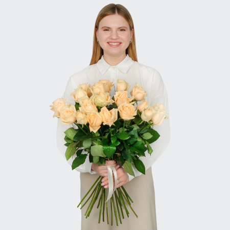 Букет 19 роз Пич Аваланш Букет 19 роз Пич Аваланш