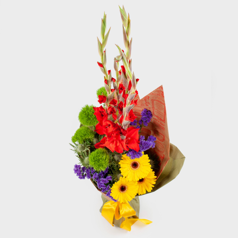 Букет с гладиолусами Радужный час Букет с гладиолусами Радужный час