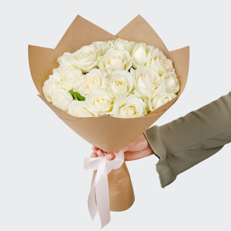 Букет 19 роз Белый мрамор Букет 19 роз Белый мрамор
