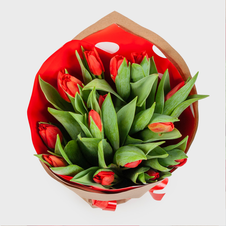 Букет 15 тюльпанов, красные Букет 15 тюльпанов, красные