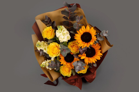 Букет с подсолнухами Солнечный блюз Букет с подсолнухами Солнечный блюз