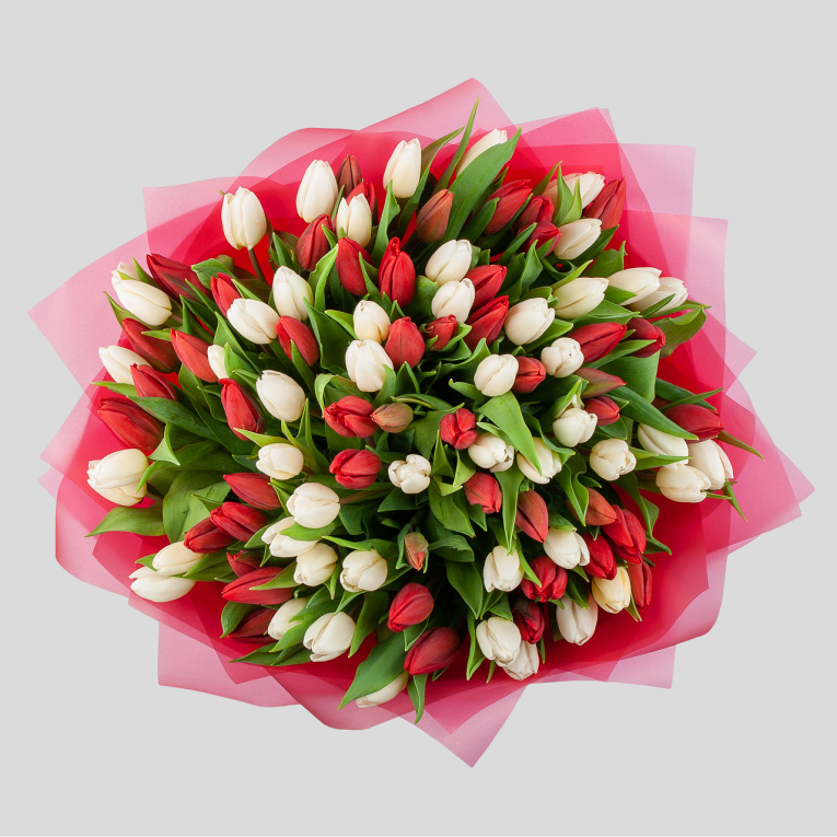 Букет 101 тюльпан Страсть и нежность Букет 101 тюльпан Страсть и нежность