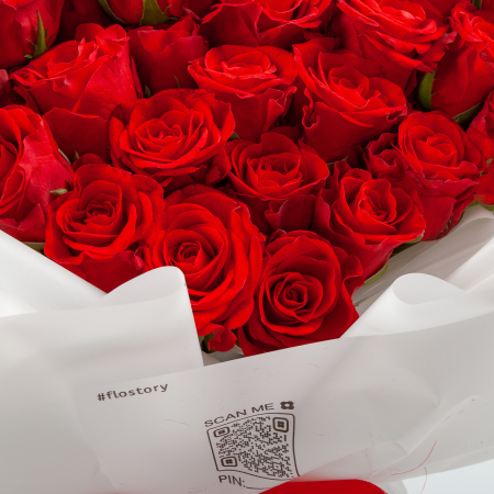 Букет из 55 роз Огонь сердец Букет из 55 роз Огонь сердец