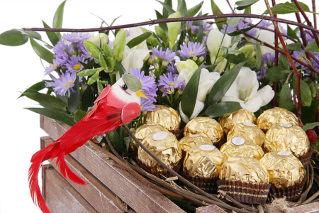 Букет Птичий дворик в кашпо Букет Птичий дворик в кашпо