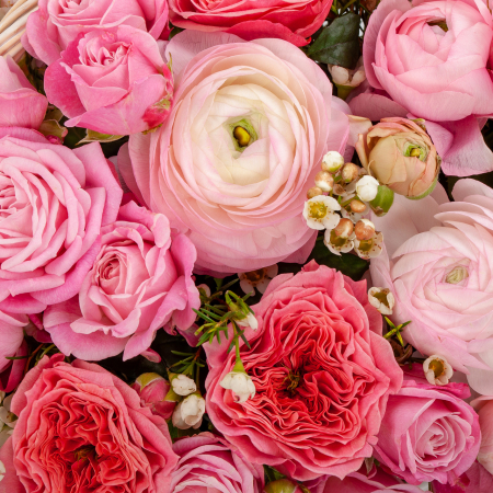 Букет в корзине Розовые узоры Букет в корзине Розовые узоры